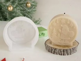 Molde silicona circulo labrado con papa noel